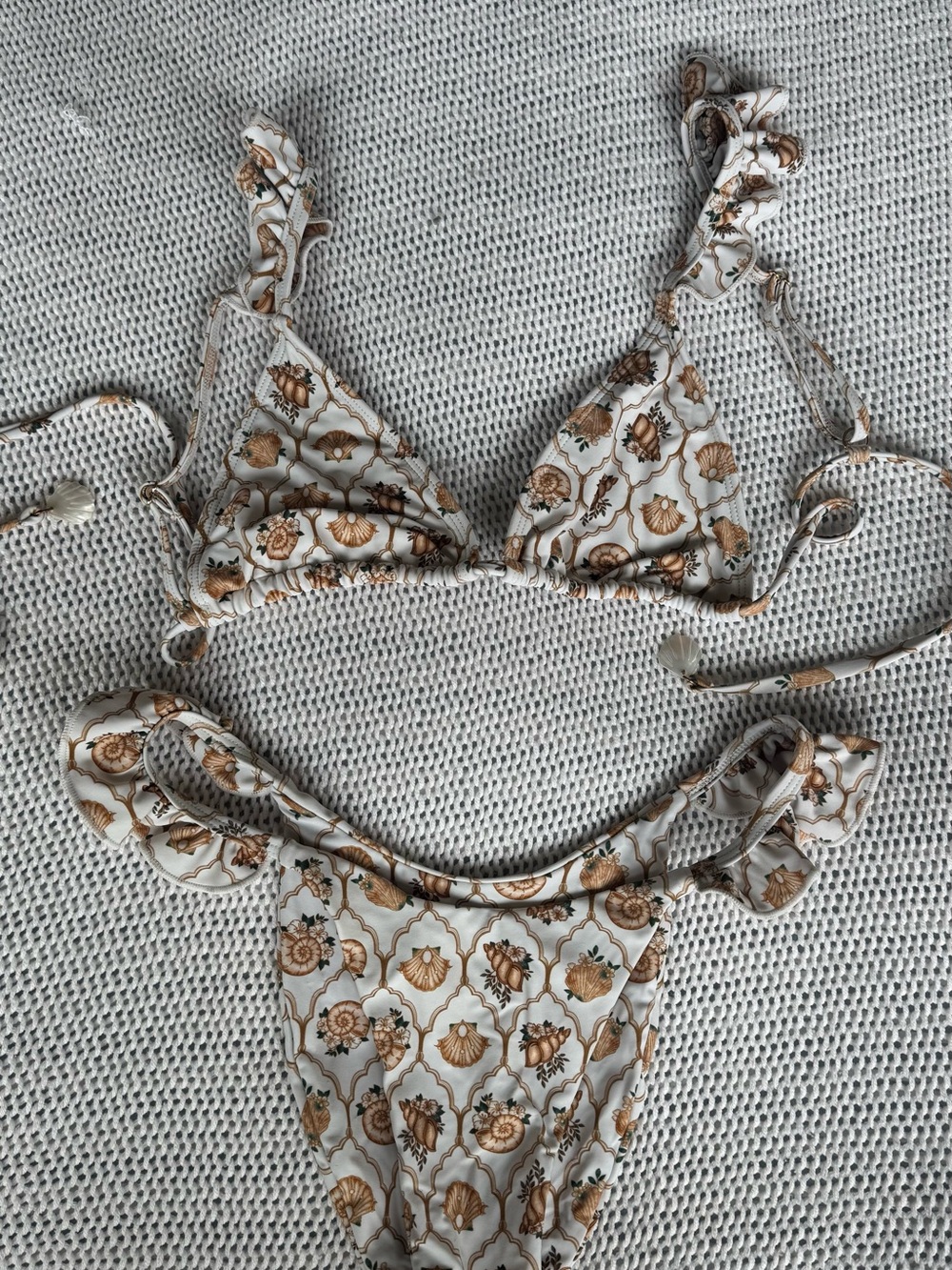 Backbough Ruffled Shell Triangle Bikini Set - Picture 2 of 5